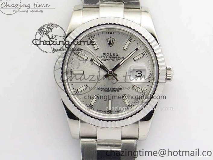 Fluted Best 1:1 Oyster On Dial Silver Bezel SS 41mm 126334 Bracelet Edition A3235 DateJust Noob 0214
